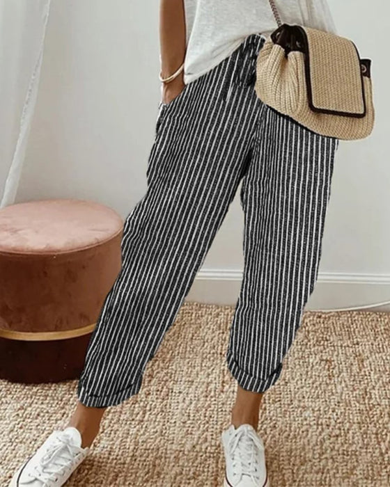 Bukse Casual Stripet Croppet