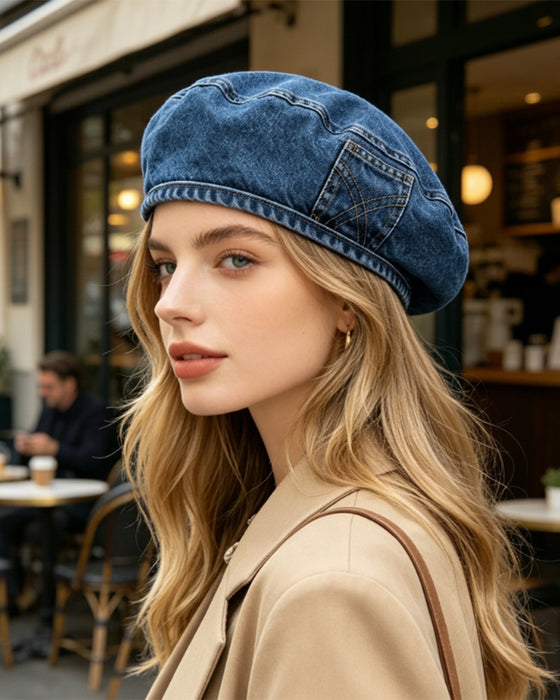 Beret Kvinner Vintage Denim