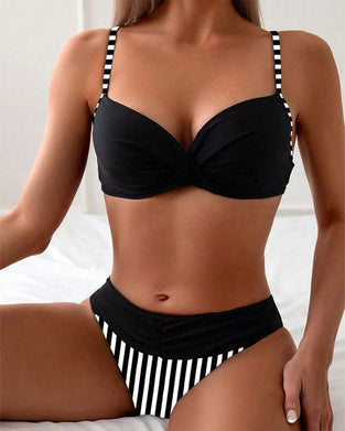 Bikini Sexy Stripet Kontrast Trekant
