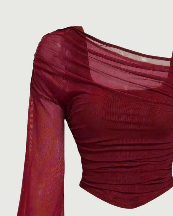 Bluse Nett Rynket Lang Erme Cami