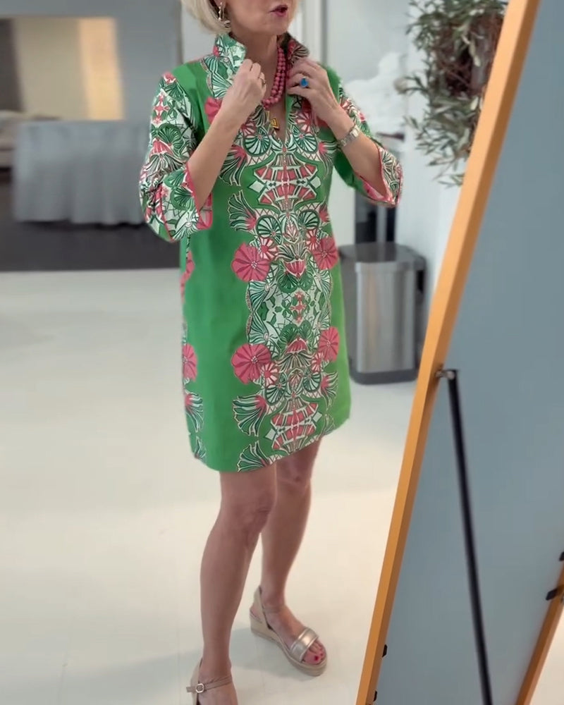 Kjole Stilig Løs Passform Trykt