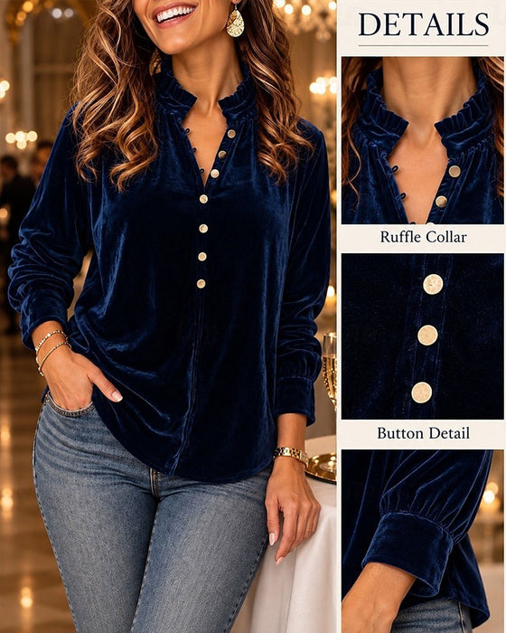 Bluse Solid Knapp Elegant