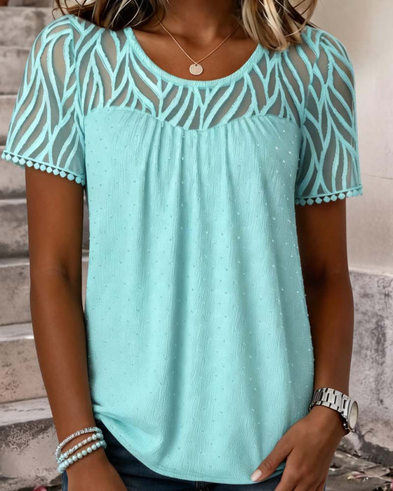 Bluse Nett Patchwork Solid Farge