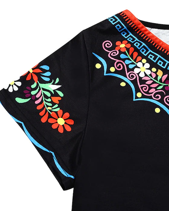 Kjole med retrostil og korte ermer