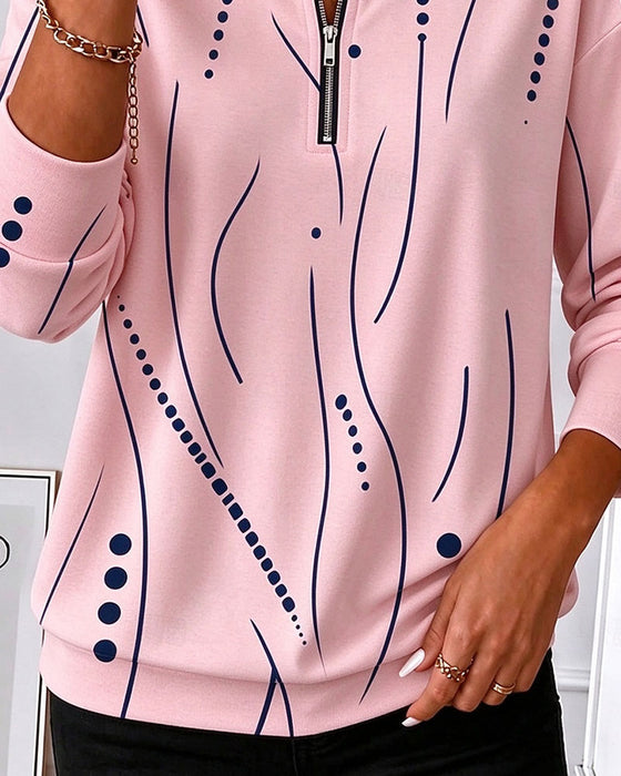 Sweatshirt Glidelås Linje Rundhalset
