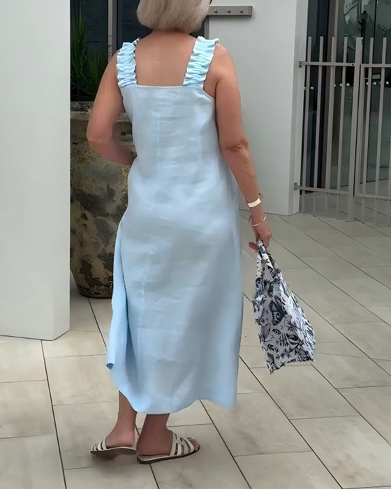 Kjole Firkantet Utringning Ermløs