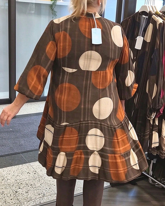 Kjole Geometrisk Prikket Trykk V-Hals Loose Fit