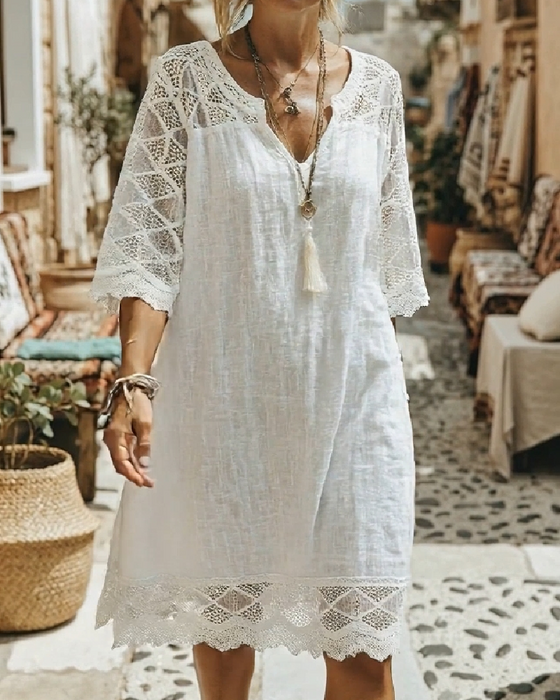 jole V-hals Knipling Patchwork Casual