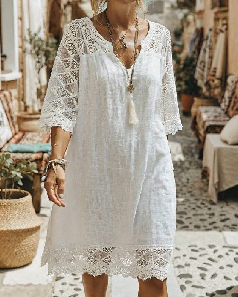 jole V-hals Knipling Patchwork Casual