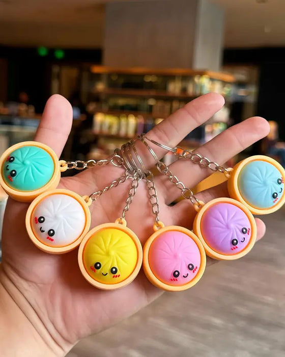 Søt Dumpling Pressbar Glød Squishies Fidget Nøkkelring