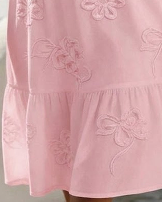 Kjole Puff Kort Erme Blomstret