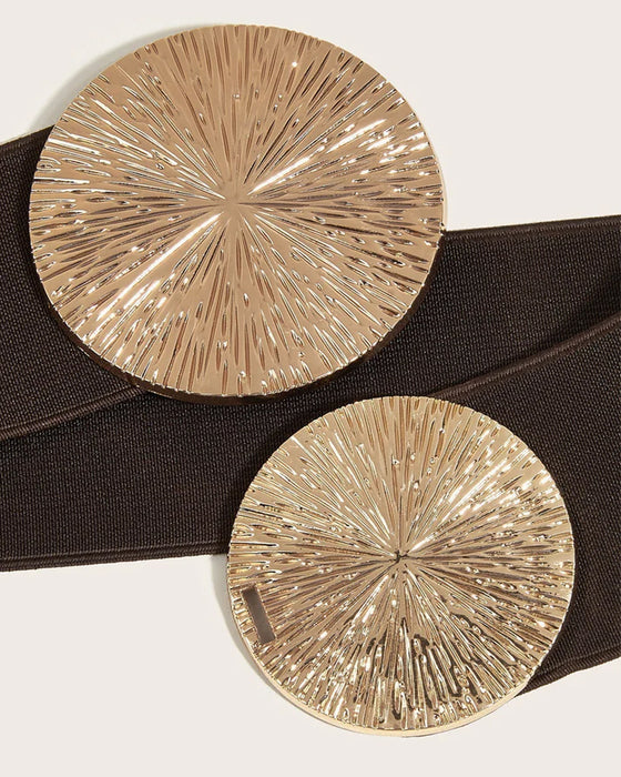 Dame Vintage Elastisk Belte Med Gyllent Spenne