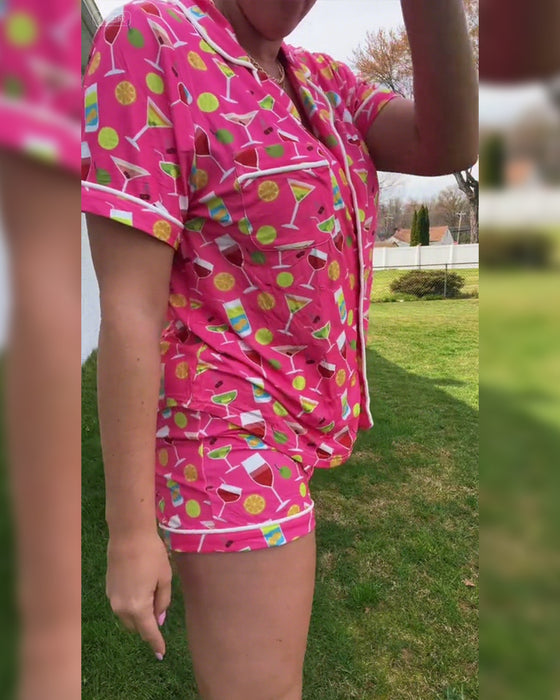 Todelte Sett Vinflaske Trykk Casual