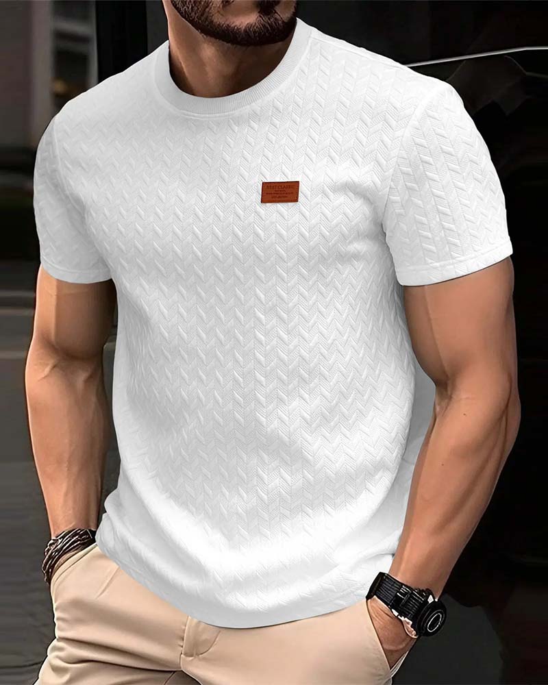 T-Skjorte Menn Jacquard Kort Erme