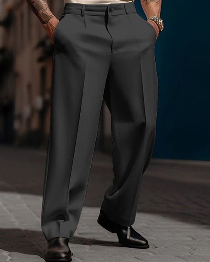 Bukser Herre Avslappet Plissert Bredt Ben