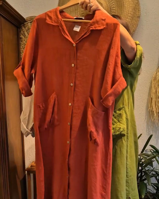 Kjole Lomme Lin Cardigan Avslappet