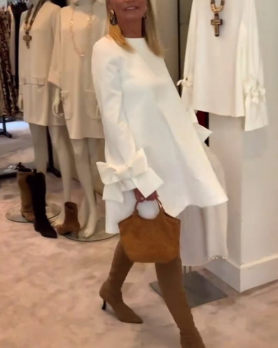 Kjole Modig Rund Hals Sløyfe Erm