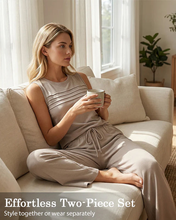 Todelt Sett Plissert Vest Topp