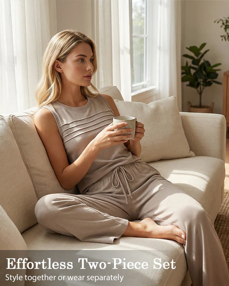 Todelt Sett Plissert Vest Topp