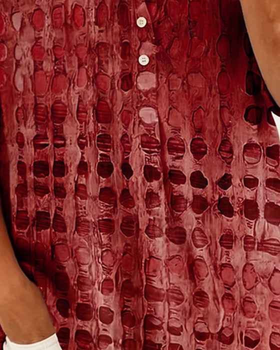 Bluse Prikket Trykk Knapp Halv Stolpe