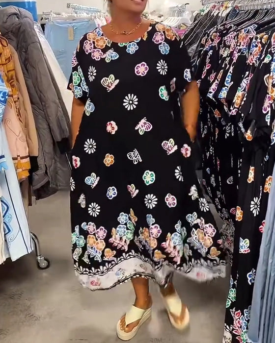 Kjole Oversize Trykt Løs