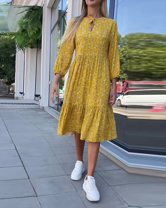 Frisk floral plissert fritidskjole