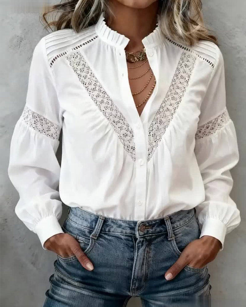 Skjorte Sopp Kant Krage Blonder Lappetøy