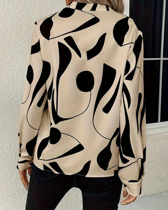 Bluse Abstrakt Geometrisk Trykk
