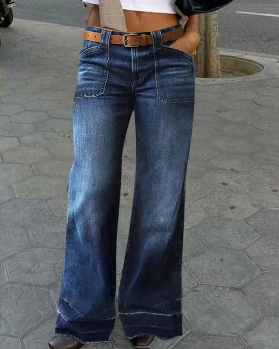 Retro Utsvingte Damejeans Med Lommer