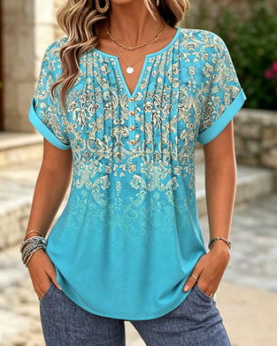 Bluse Gradient Blomstret Kort Erme