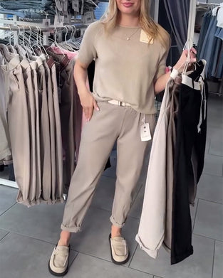 Bukser Ensfarget Casual Rett