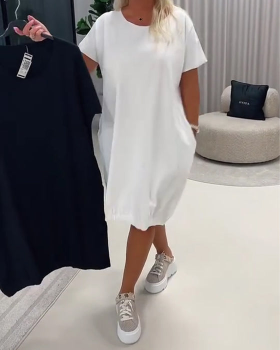 Kjole Kortærme Rund Hals Loose-Fit