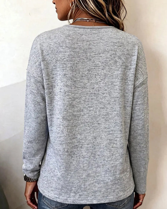 Sweatshirt V-hals Knapp Drapert Loose Fit