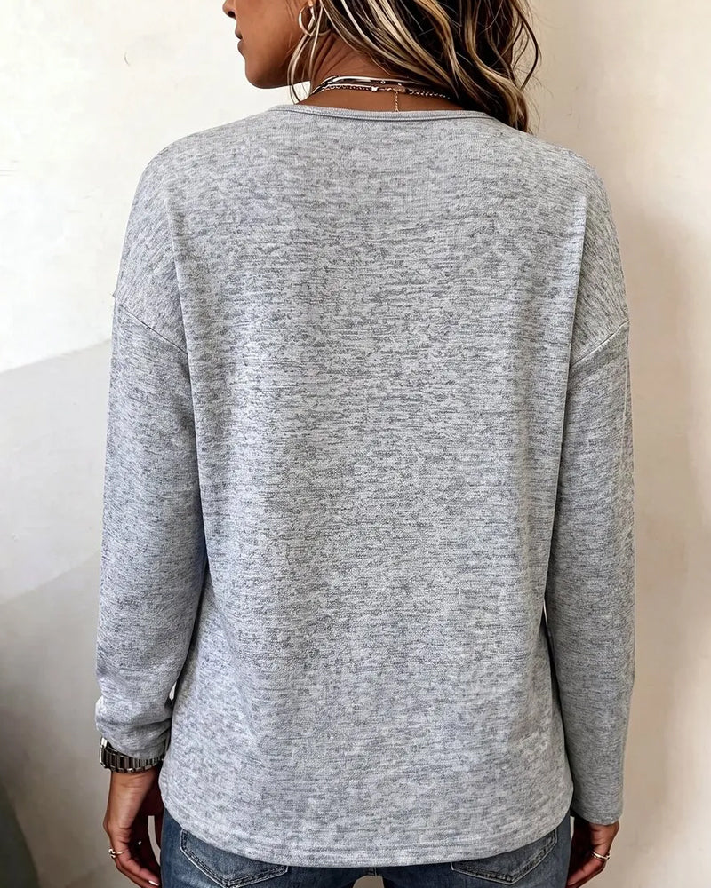 Sweatshirt V-hals Knapp Drapert Loose Fit
