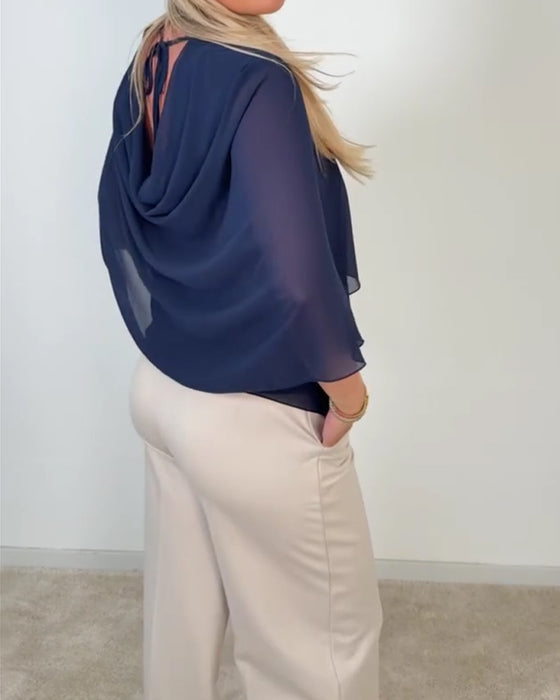 Bluse Klokkeerme Rund Hals