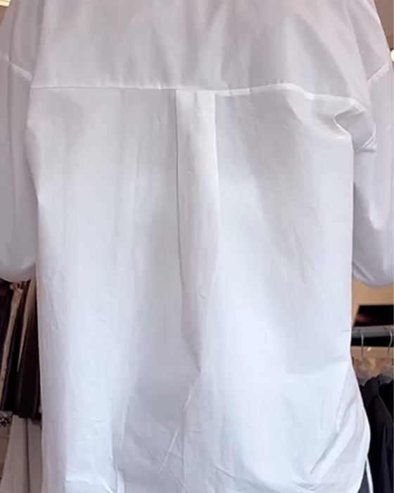 Skjorte Og Blonder Inner Sett Jakkeslag Ensfarget Langermet