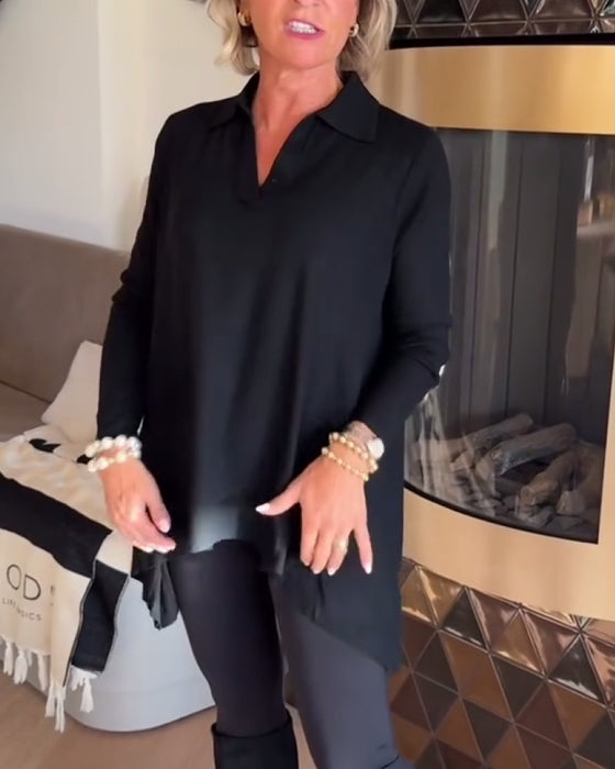 Uregelmessig Krage Langermet Topp