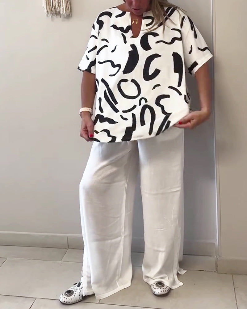 T-Skjorte Kortermet Geometrisk Trykk