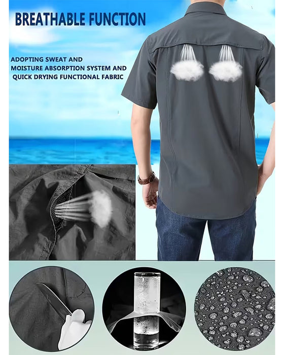 Skjorte I Pustende Materiale Kort Erme Avslappet Stil