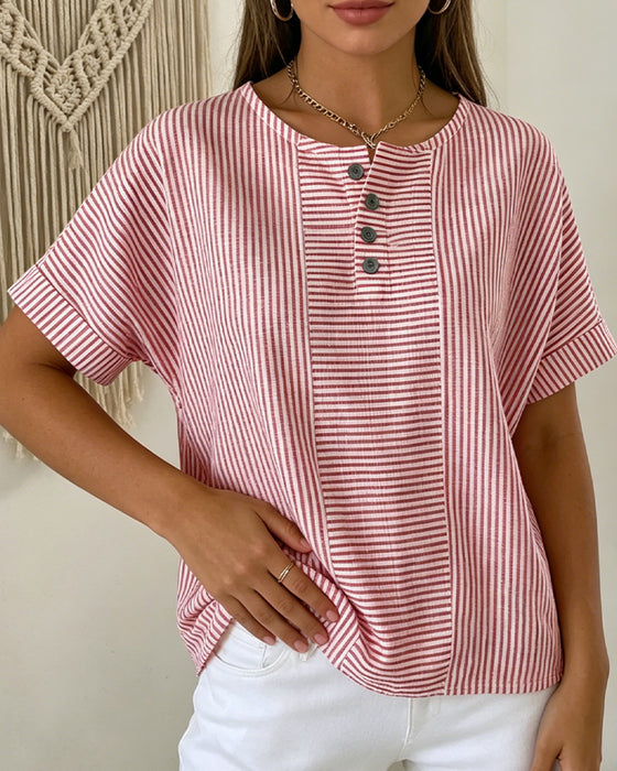 Bluse Rund Hals Kort Erm