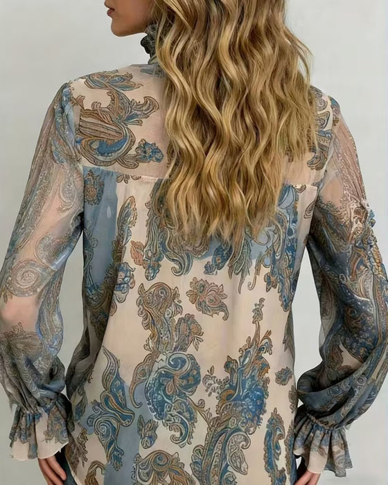 Bluse Bohemisk Stil Cashew Blomst Moteriktig