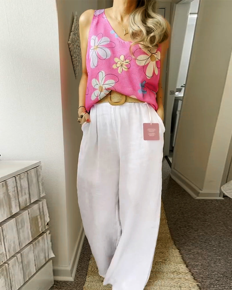 Ermeløs Blomstrete Genser Uten Lukking