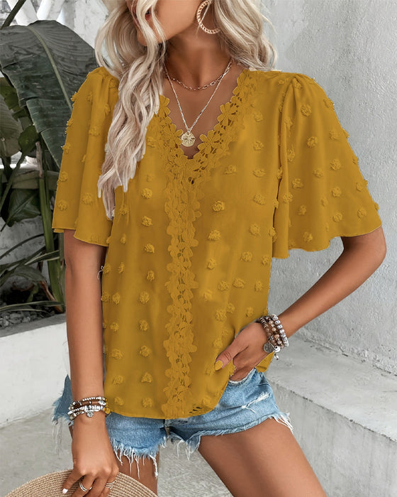 Bluse Sammenføyd Jacquard Rysjeerme