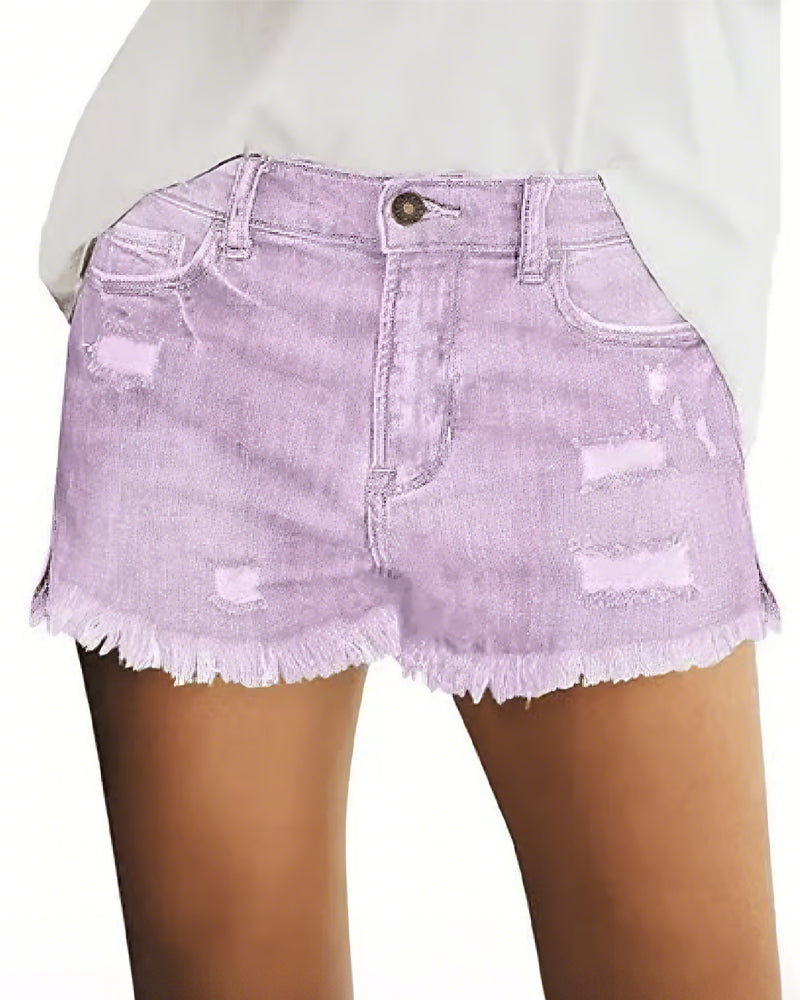 Shorts Rå Kant Denim