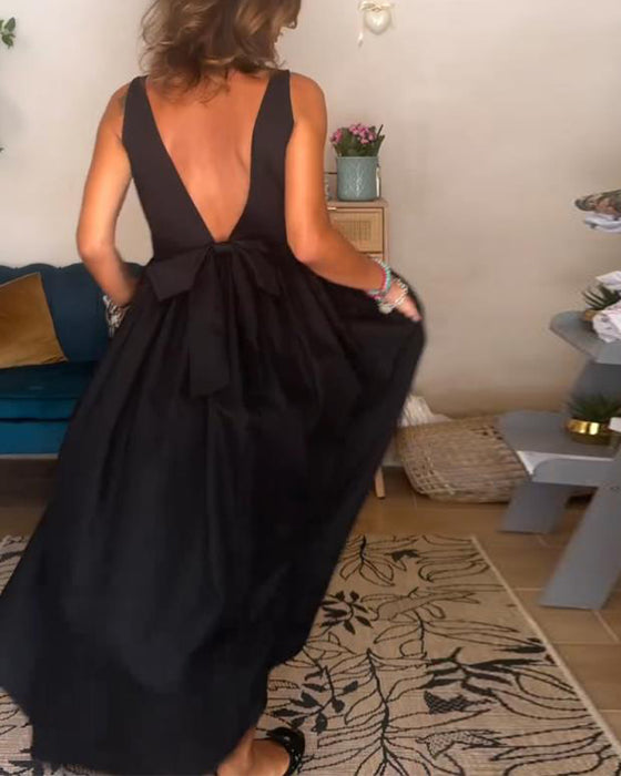 Ryggløs Kjole Med Sløyfe