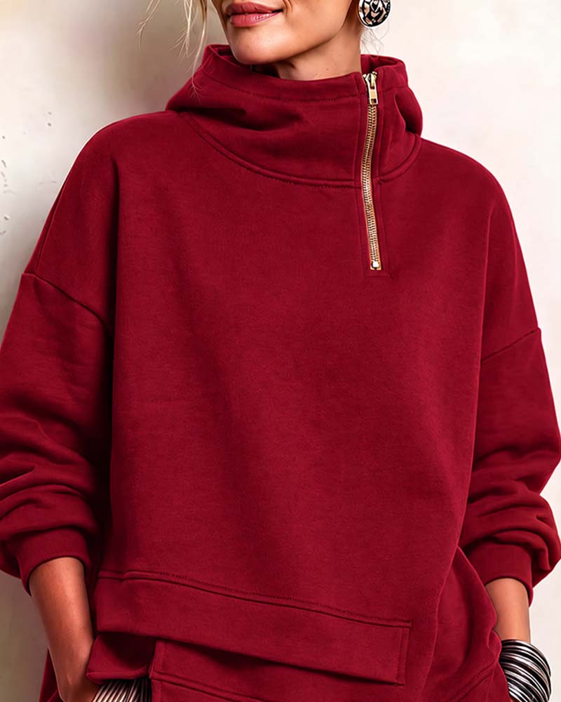 Sweatshirt Turtleneck Glidelås Uregelmessig