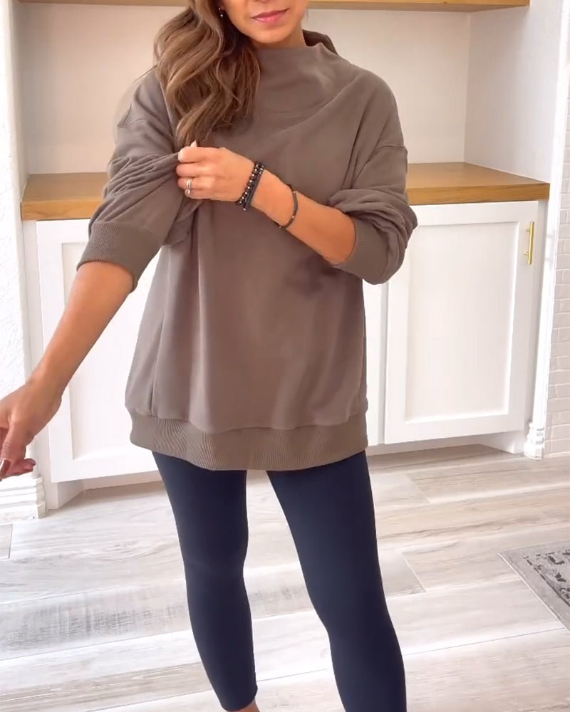 Retro ensfarget sweatshirt med delt stativ