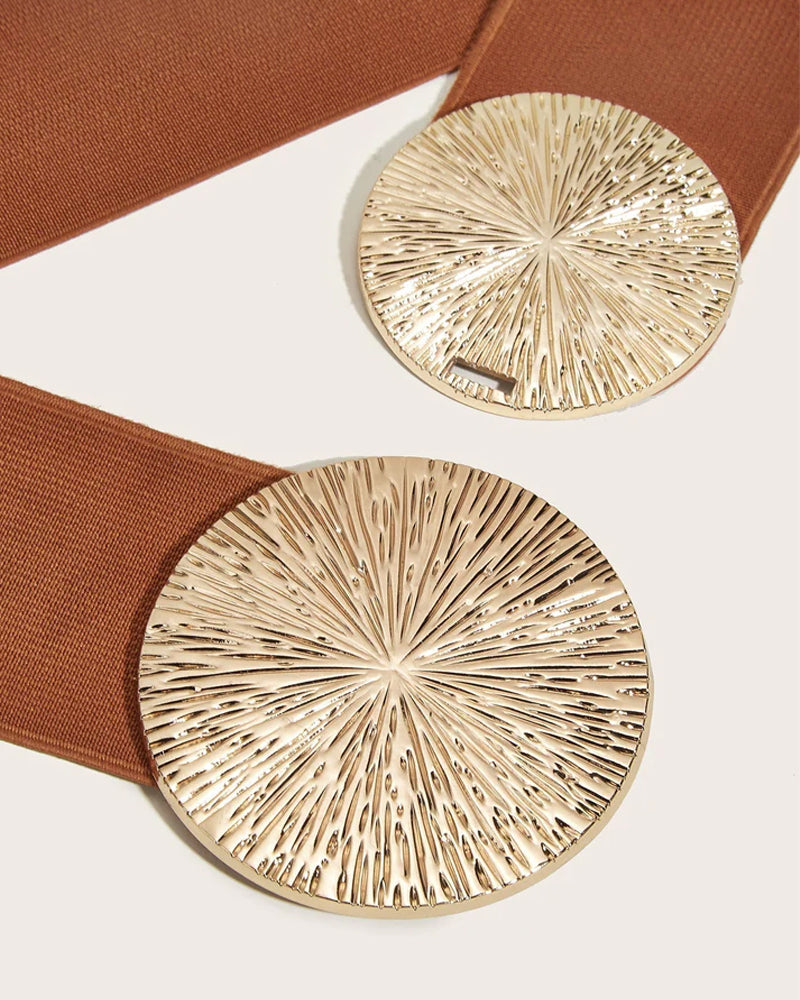 Dame Vintage Elastisk Belte Med Gyllent Spenne