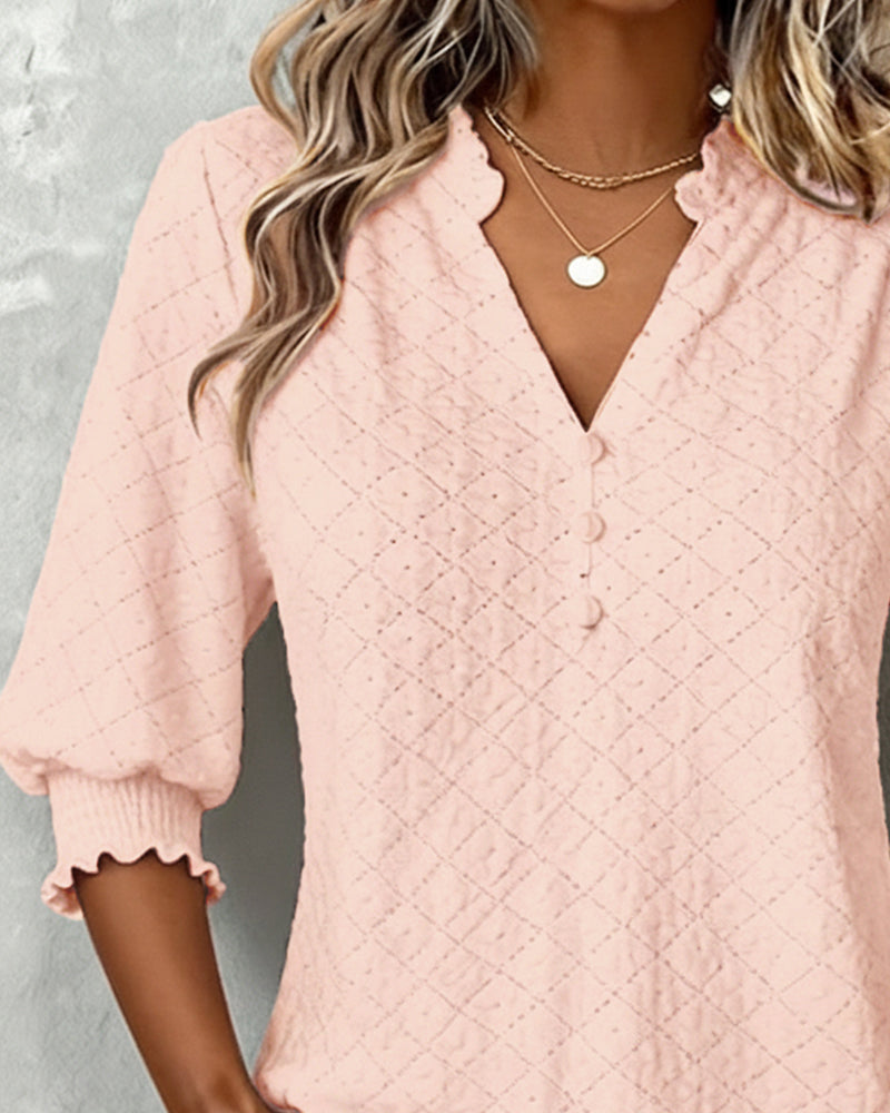 Topp V-Hals Argyle Kortermet