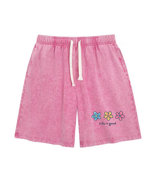 Shorts Blomstertrykk Elastisk Snøring
